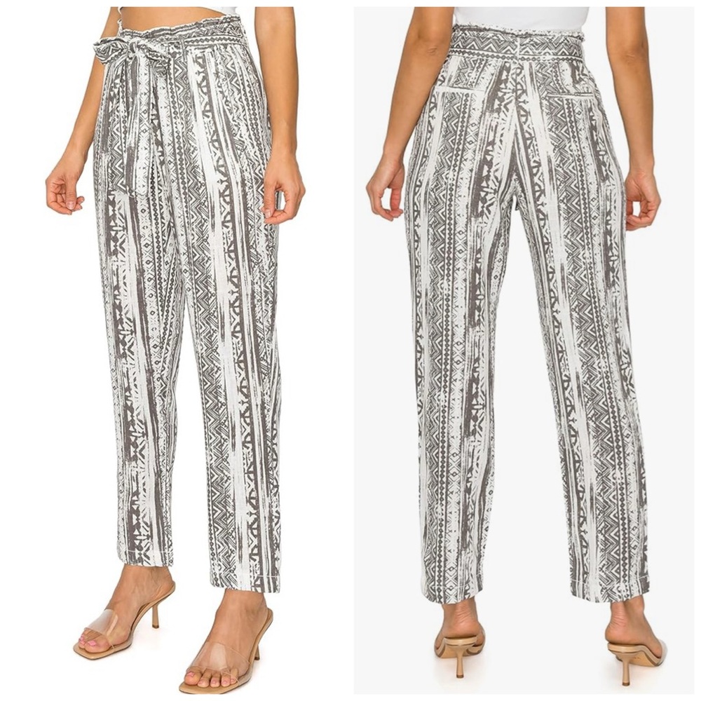 Cali 1850 Los Angeles Linen Blend Paperbag Pants